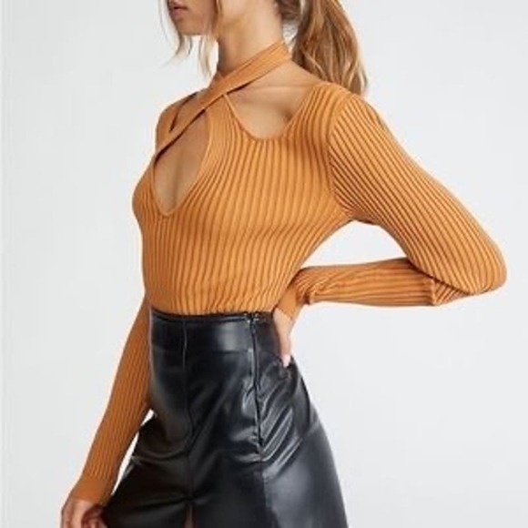 NWT MINKPINK Gianna Knit Long Sleeve Top Pecan Size Medium - Picture 4 of 9